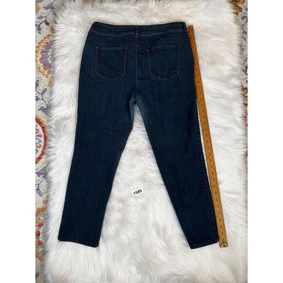 Chico's Womens Ankle Skinny Jeans Blue Pockets Rhinestone Medium Wash Denim 10 - Picture 2 of 8